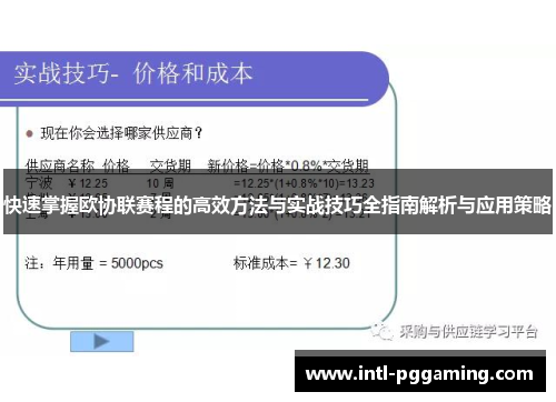 快速掌握欧协联赛程的高效方法与实战技巧全指南解析与应用策略